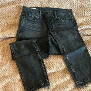 Gap Cigarette High Rise Black Jeans w/ Raw Hem